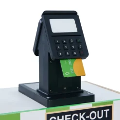Kids Teamson Kids Cashier Austin Interactive Play Checkout Counter Stand with 26 Accessories, Green/White/Natural Wood