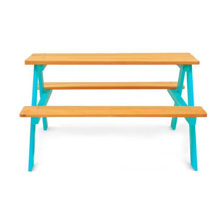 Kids Teamson Kids Classic A-Frame Wooden Picnic Table, Aqua and Natural