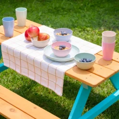 Kids Teamson Kids Classic A-Frame Wooden Picnic Table, Aqua and Natural