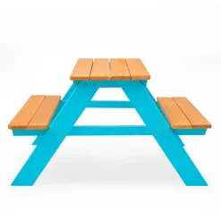 Kids Teamson Kids Classic A-Frame Wooden Picnic Table, Aqua and Natural
