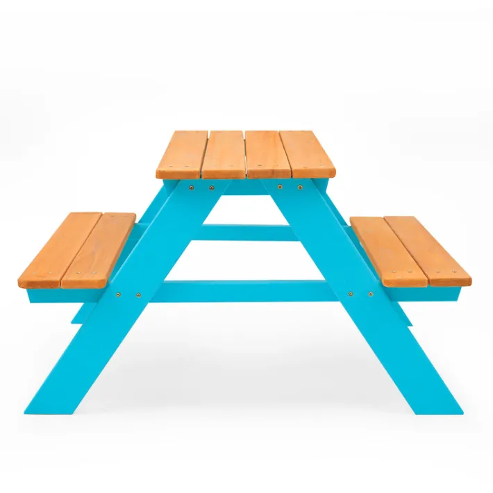 Kids Teamson Kids Classic A-Frame Wooden Picnic Table, Aqua and Natural
