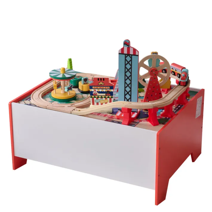 Kids Teamson Kids Florida Amusement Park Wooden Activity Table with 6 Mini-Games