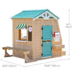 Kids Teamson Kids Gardenia Wooden Playhouse with Garden Window, Tan & Green