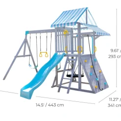 Kids Teamson Kids Laguna Swing Set Playset with Platform & Rock Wall, Gray