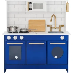 Kids Teamson Kids Little Chef Berlin Play Kitchen with Cookware Accessories, White/Blue