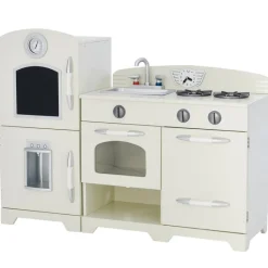Kids Teamson Kids Little Chef Fairfield Retro Kids Kitchen Playset with Refrigerator, Ivory
