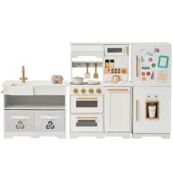 Kids Teamson Kids Little Chef Atlanta Modular Play Kitchen with Accessories, White/Gold