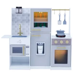 Kids Teamson Kids Little Chef Lyon Complete Kitchen Set with Hydroponic Garden, Refrigerator and Accessories, Gray -FINAL SALE