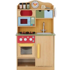 Kids Teamson Kids Little Chef Florence Classic Play Kitchen with 5 Kitchen Accessory Toys, Wood Grain