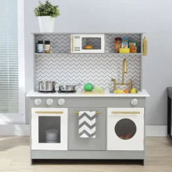 Kids Teamson Kids Little Chef Berlin Modern Play Kitchen with Accessories, Gray/White- FINAL SALE