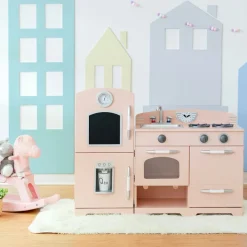 Kids Teamson Kids Little Chef Fairfield Retro Kids Kitchen Playset with Refrigerator, Pink