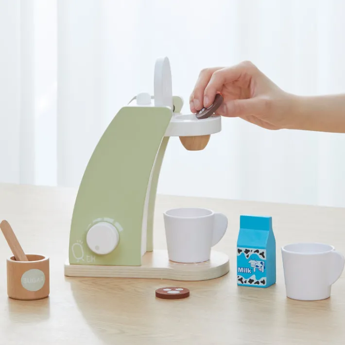 Kids Teamson Kids Little Chef Frankfurt 8 Piece Wooden Play Kitchen Coffee Machine Set, Green- FINAL SALE