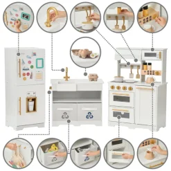 Kids Teamson Kids Little Chef Atlanta Modular Play Kitchen with Accessories, White/Gold