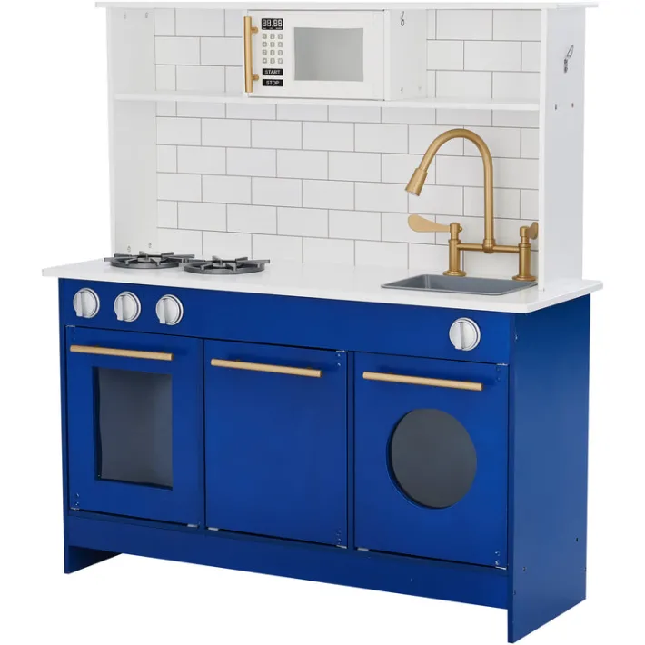 Kids Teamson Kids Little Chef Berlin Play Kitchen with Cookware Accessories, White/Blue