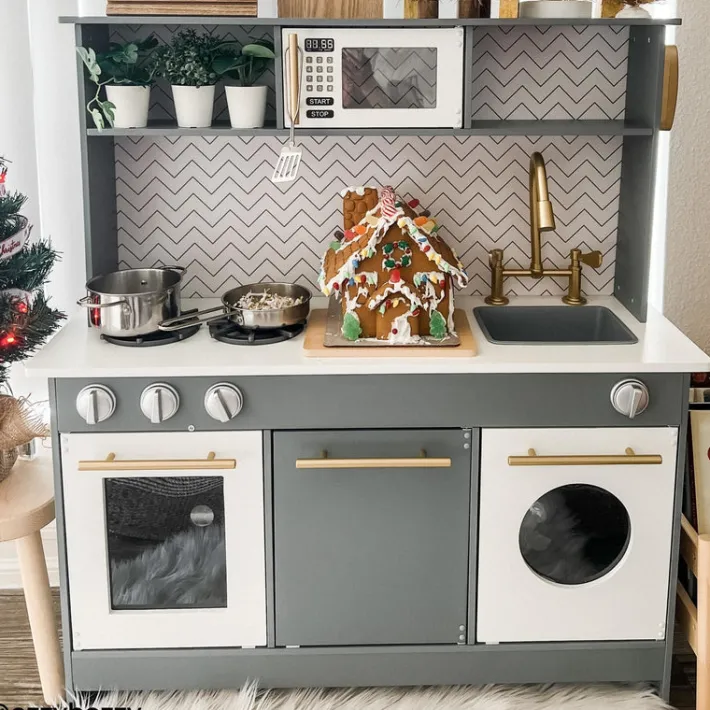 Kids Teamson Kids Little Chef Berlin Modern Play Kitchen with Accessories, Gray/White- FINAL SALE