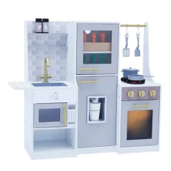 Kids Teamson Kids Little Chef Lyon Complete Kitchen Set with Hydroponic Garden, Refrigerator and Accessories, Gray -FINAL SALE