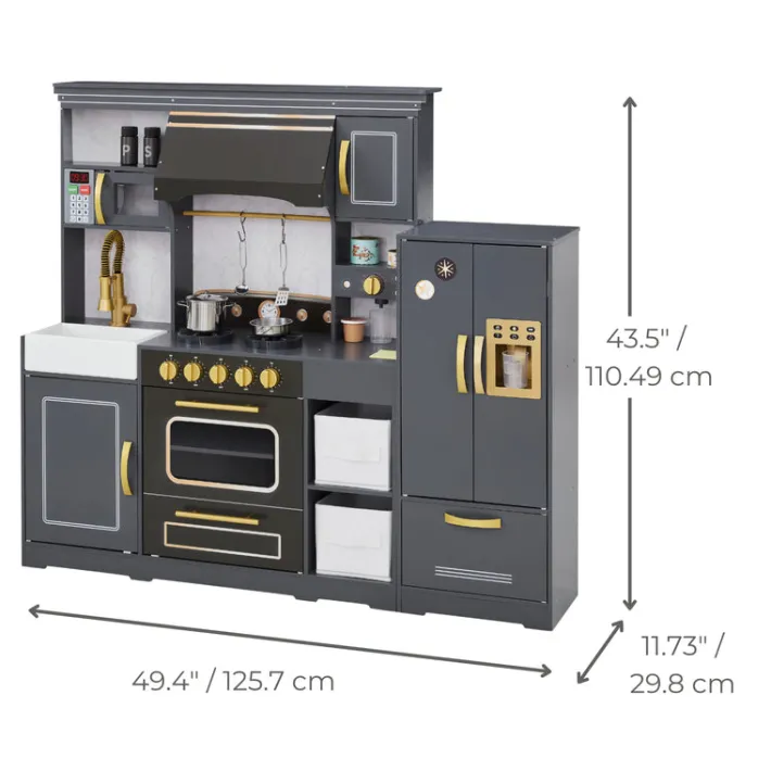 Kids Teamson Kids Little Chef Colonie Play Kitchen Set with Accessories, Gray