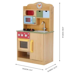 Kids Teamson Kids Little Chef Florence Classic Play Kitchen with 5 Kitchen Accessory Toys, Wood Grain