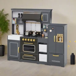 Kids Teamson Kids Little Chef Colonie Play Kitchen Set with Accessories, Gray