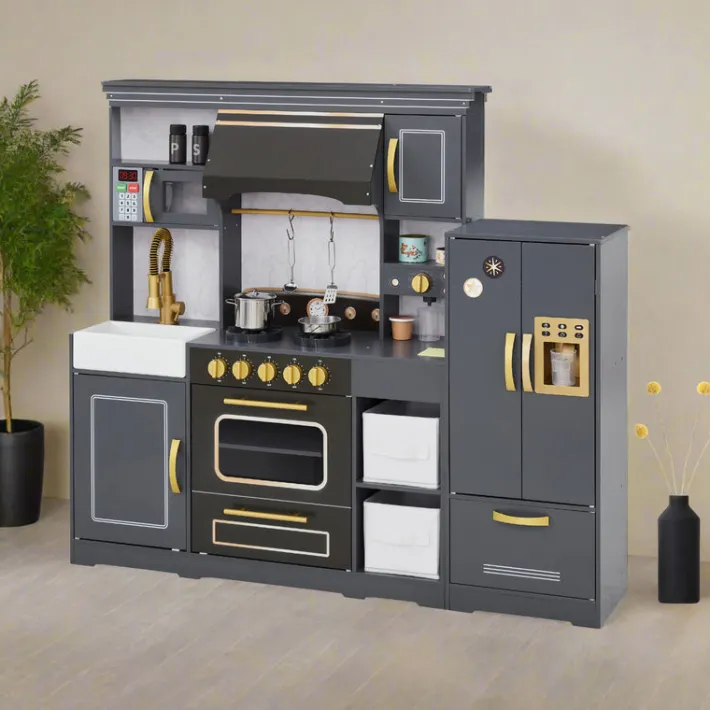 Kids Teamson Kids Little Chef Colonie Play Kitchen Set with Accessories, Gray