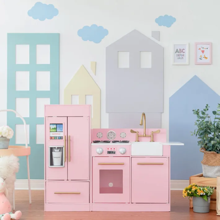 Kids Teamson Kids Little Chef Charlotte Play Kitchen & Refrigerator Set, Pink