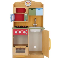 Kids Teamson Kids Little Chef Florence Classic Play Kitchen with 5 Kitchen Accessory Toys, Wood Grain