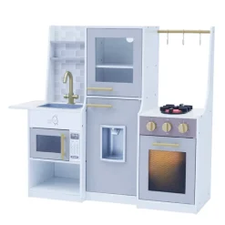 Kids Teamson Kids Little Chef Lyon Complete Kitchen Set with Hydroponic Garden, Refrigerator and Accessories, Gray -FINAL SALE
