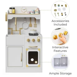 Kids Teamson Kids Petite Versailles Classic Play Kitchen with Accessories, White