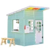 Kids Teamson Kids Rainbow Shade Wooden Playhouse with Kitchen and Bench, Mint