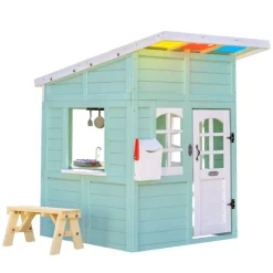 Kids Teamson Kids Rainbow Shade Wooden Playhouse with Kitchen and Bench, Mint