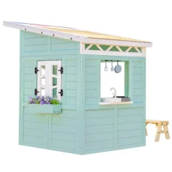 Kids Teamson Kids Rainbow Shade Wooden Playhouse with Kitchen and Bench, Mint
