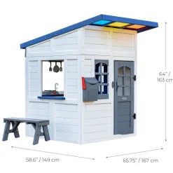 Kids Teamson Kids Rainbow Shade Wooden Playhouse with Kitchen and Bench, White