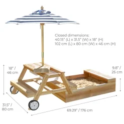 Kids Teamson Kids Sorrento Outdoor 2-in-1 Wooden Picnic Table + Sandbox