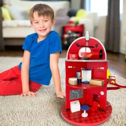 Kids Teamson Kids 3-Story Fire Station Playset with 25 Figurines and Furnishings, Multi