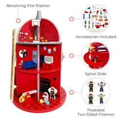 Kids Teamson Kids 3-Story Fire Station Playset with 25 Figurines and Furnishings, Multi