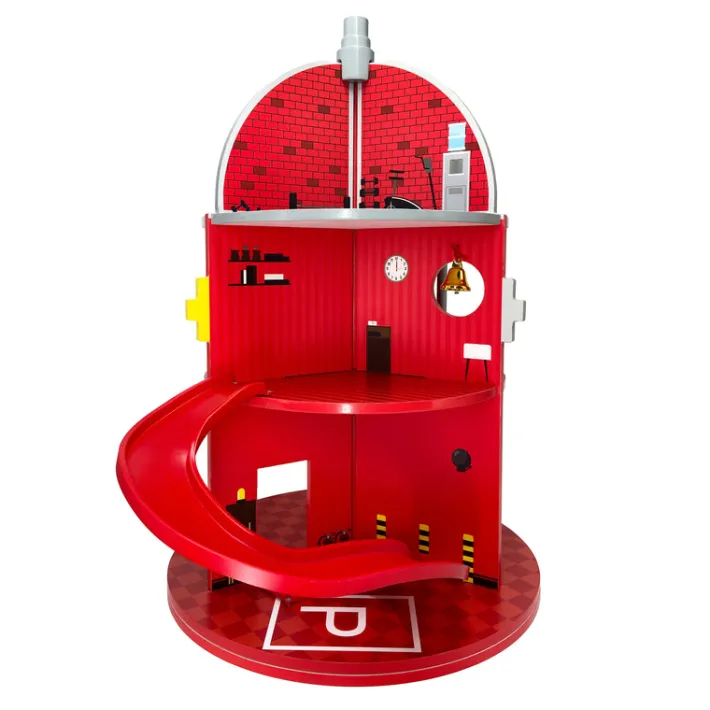 Kids Teamson Kids 3-Story Fire Station Playset with 25 Figurines and Furnishings, Multi