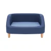 Teamson Pets 15.51" Bennett Elevated Linen Sofa Pet Daybed for Small and Medium Dogs, Navy- FINAL SALE