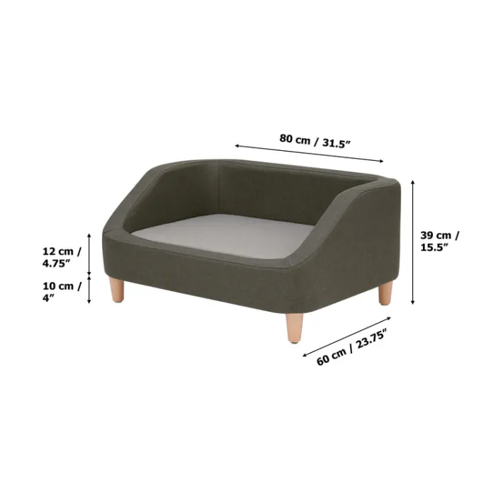 Teamson Pets 15.51" Bennett Linen Sofa Dog Bed for Small and Medium Dogs, Gray- FINAL SALE
