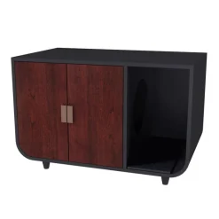 Teamson Pets 22.01 Dyad Large Enclosed Cat Litter Box /Side Table, Mocha Walnut- FINAL SALE