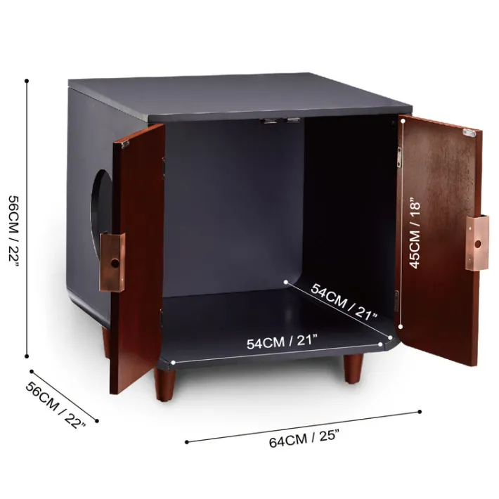 Teamson Pets 22.01" Dyad Small Enclosed Cat Litter Box, Mocha Walnut- FINAL SALE