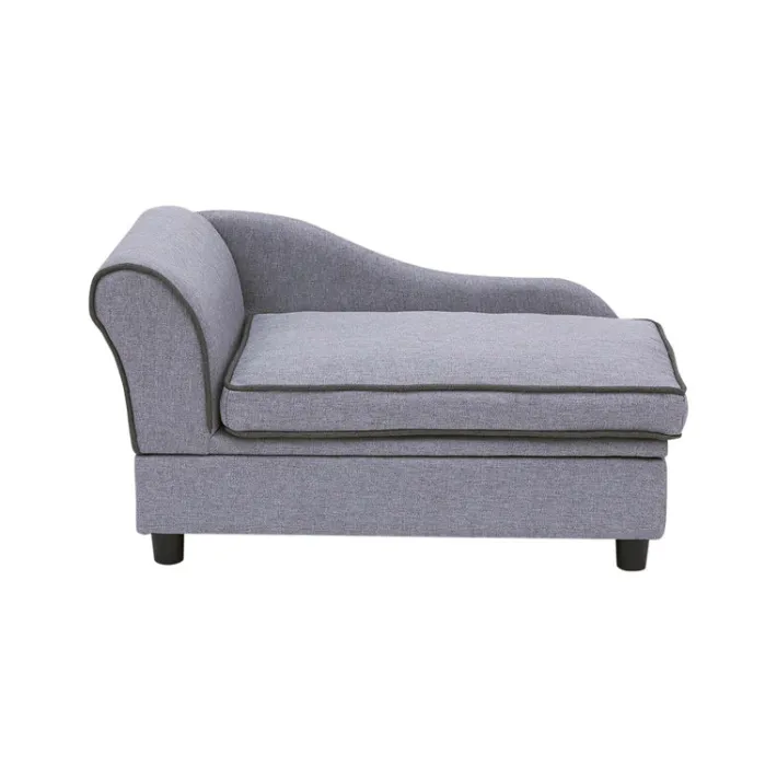 Teamson Pets 16.5" Ivan Chaise Lounge with Storage for Small and Medium Dogs, Gray- FINAL SALE