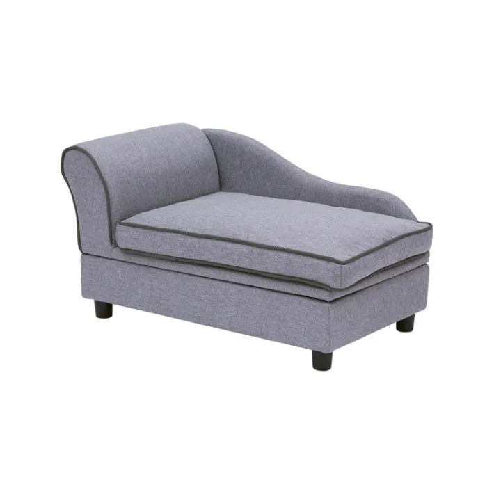 Teamson Pets 16.5" Ivan Chaise Lounge with Storage for Small and Medium Dogs, Gray- FINAL SALE