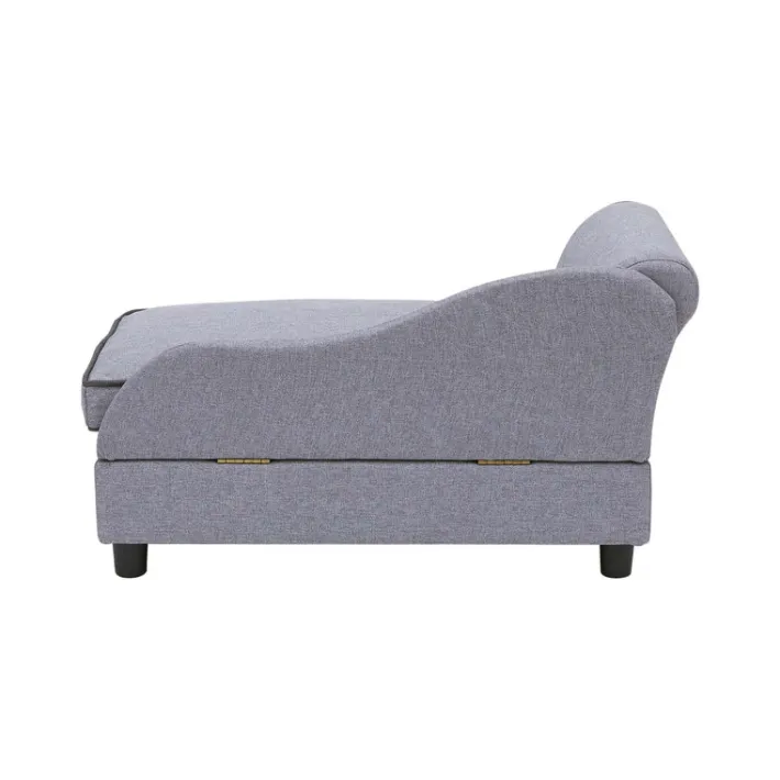 Teamson Pets 16.5" Ivan Chaise Lounge with Storage for Small and Medium Dogs, Gray- FINAL SALE