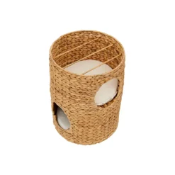 Teamson Pets Neith Wicker Seagrass 3-Tier Cat Bed Condo with Cushions, Tan/Cream- FINAL SALE