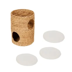 Teamson Pets Neith Wicker Seagrass 3-Tier Cat Bed Condo with Cushions, Tan/Cream- FINAL SALE